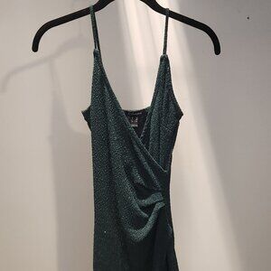 Spaghetti Strap Green Sparkle Party Dress